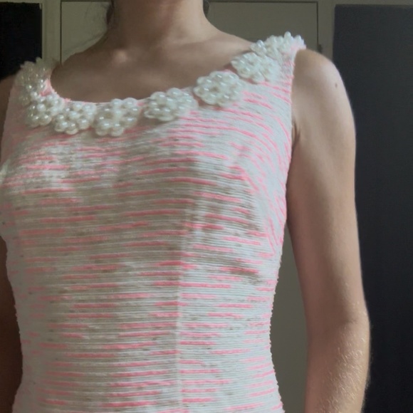 Lilly Pulitzer Pink and White Tweed Boucle and Pearl Nina Dress - Picture 10 of 14